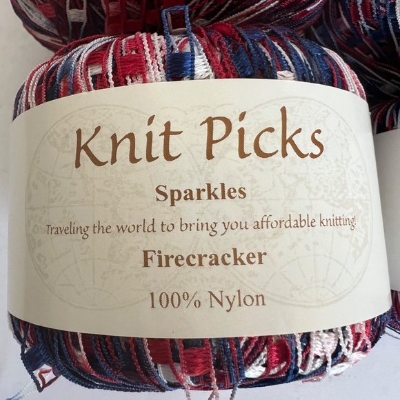 Knit Picks Lot of 4 Sparkles Firecracker 100% Nylon Ladder Ribbon Yarn 50g each - Picture 7 of 7